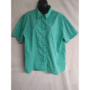 Lot of 2 Boca Bay Floral Snap Top Multi color Short Sleeve Button Granny Grandma